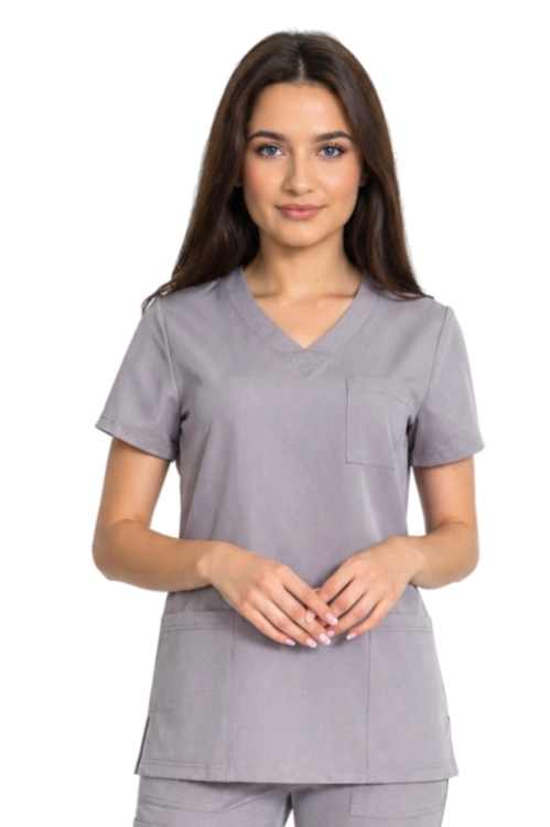 Damska bluza medyczna w kolorze szarym_przód.png