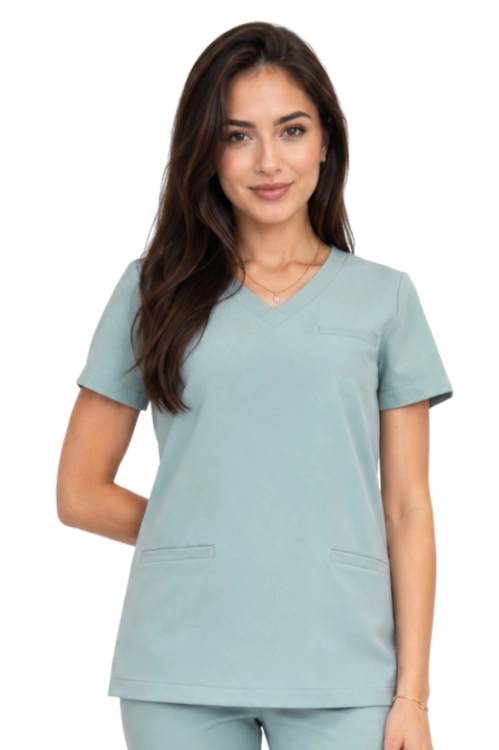 Miętowa bluza medyczna damska BASIC PREMIUM_przód.png