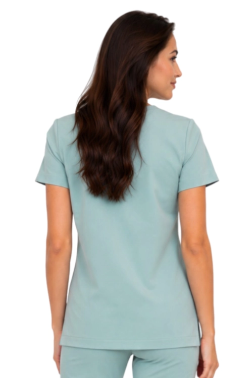 Miętowa  damska bluza medyczna BASIC PREMIUM_tył.png