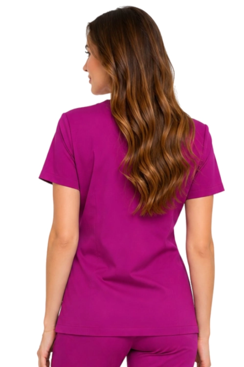 Purpurowa  damska bluza medyczna BASIC PREMIUM_tył.png